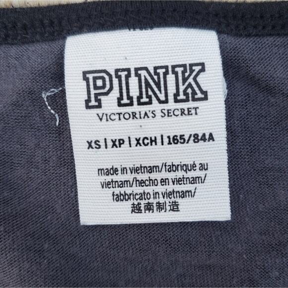 Victoria's Secret PINK Tropical Print Bodysuit Short Sleeve Palm Grey Black XS - Picture 7 of 11